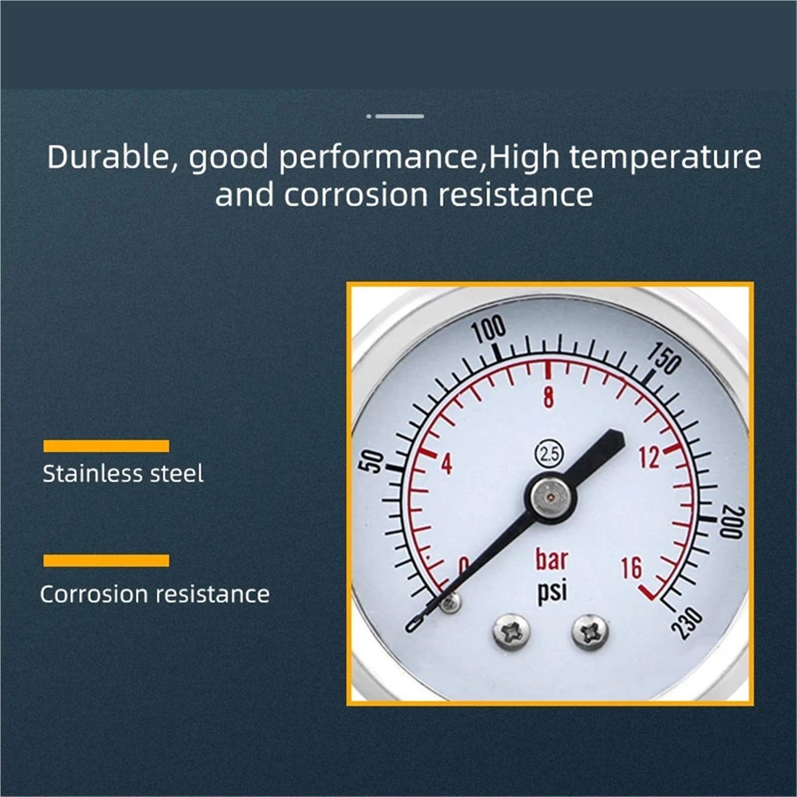 Manómetros de Acero Inoxidable, 50mm(2 "), precisión, 2,5%, conexión Inferior, manómetro hidráulico de Alto vacío de Agua(BSPT(ZG) 1-4,0-10bar)