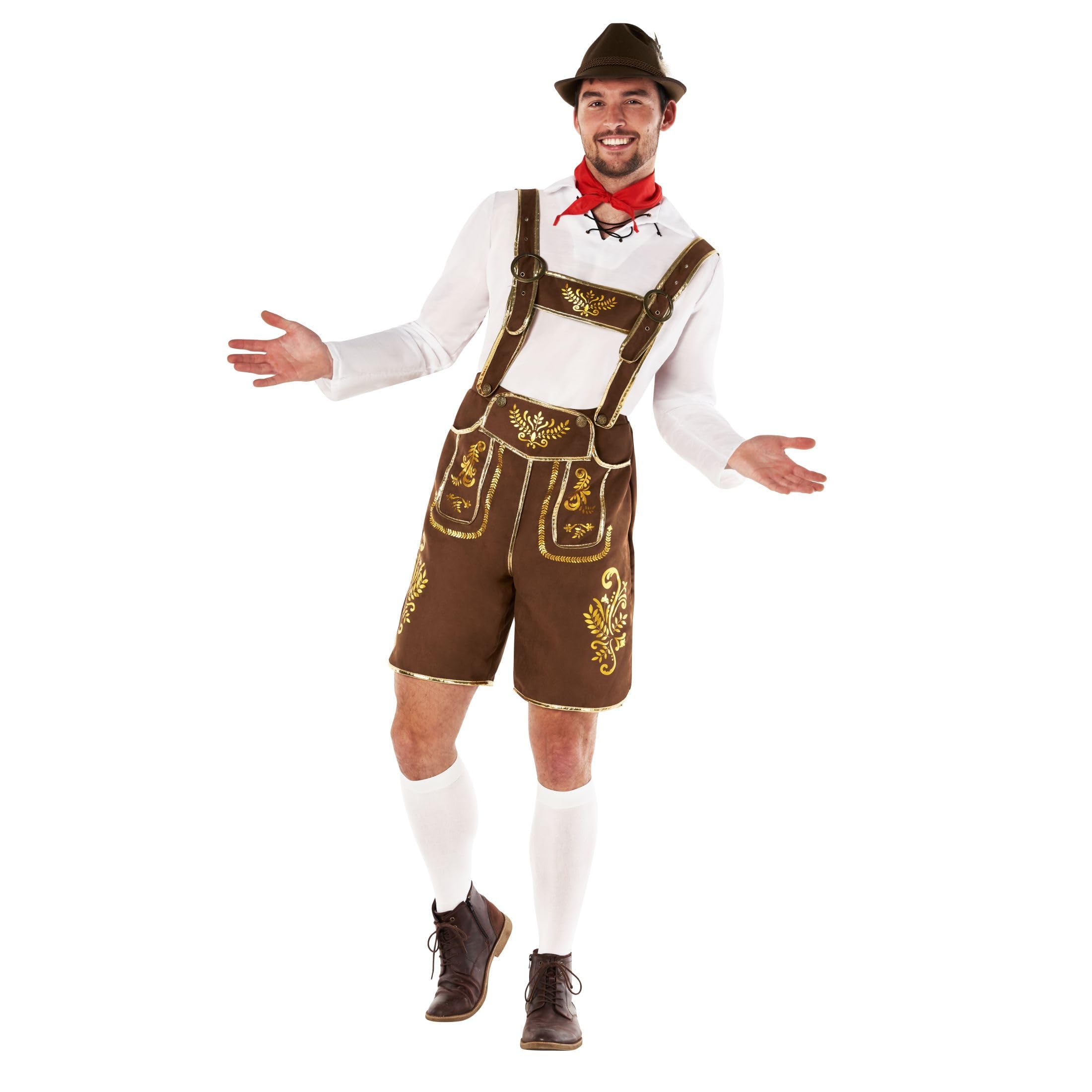 Morph Costume Tirolese Uomo - Vestito Bavarese per Oktoberfest, Abito Tradizionale per Halloween e Feste a Tema.