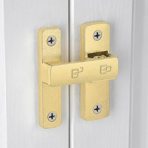 Miniatura 3 de Paquete de 2 cierres dorados para puerta de granero, cerradura de puerta de 180 grados, herrajes para puerta abatible, cerradura de puerta de