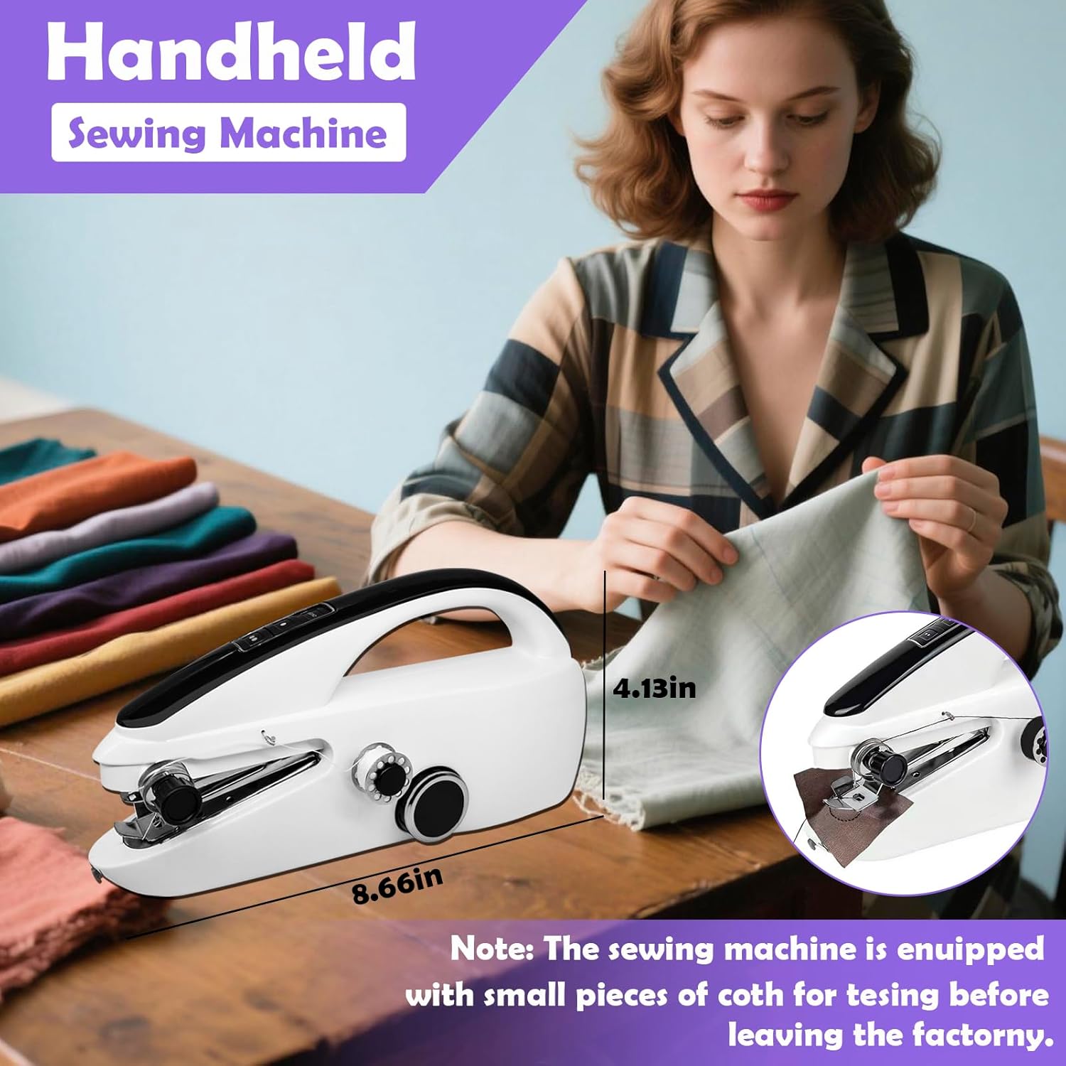 Handheld sewing machine, mini portable sewing machine, electric and lightweight, suitable for beginners to DIY home sewing machines, emergency repair of clothing and fabrics