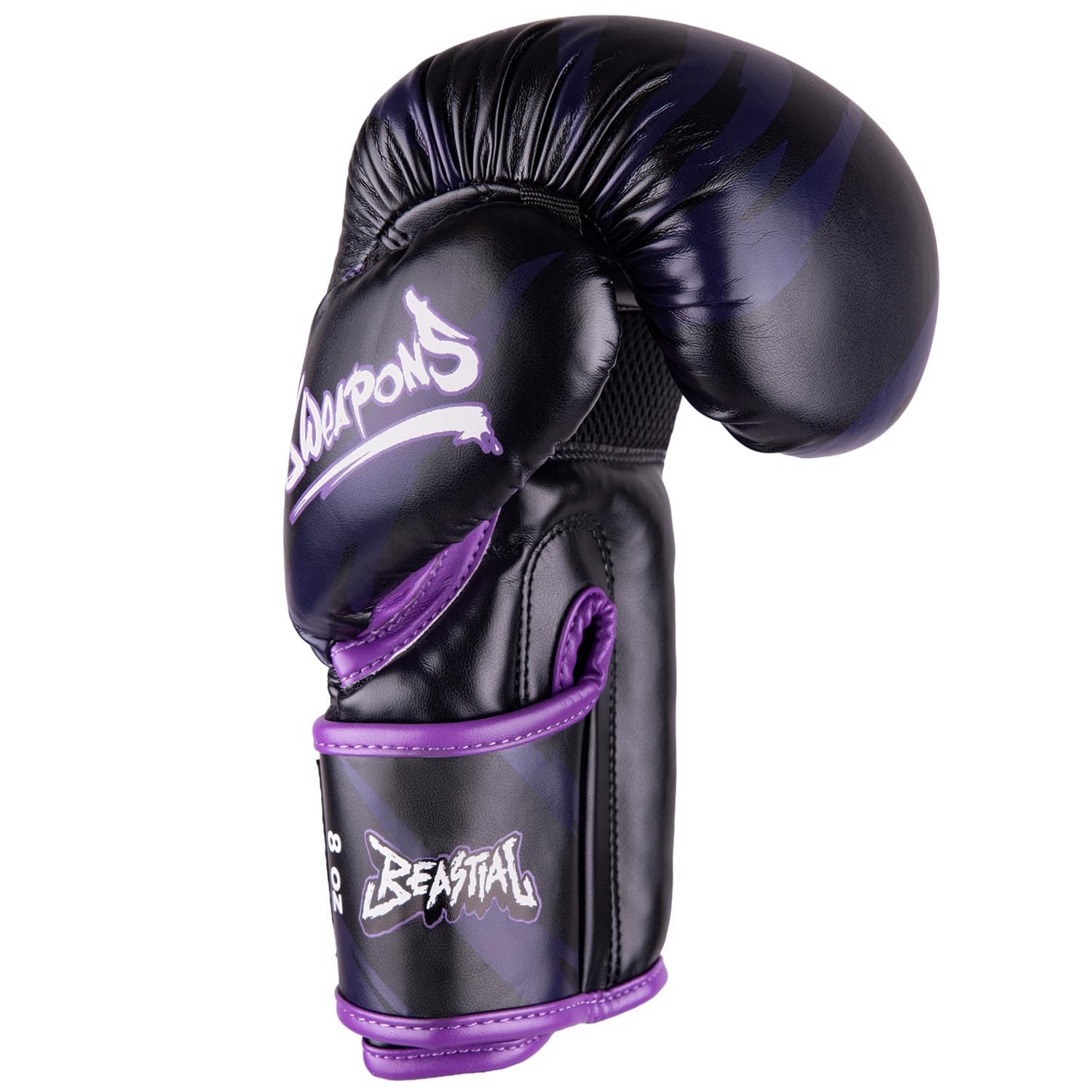 8 WEAPONS Boxhandschuhe Kinder, Beastial Panther, Schwarz-Lila, Kinder Boxhandschuhe, Kunstleder, Perfekte Dämpfung für optimalen Schutz, Handschuhe für Muay Thai, K1, Boxen, MMA und Kickboxen