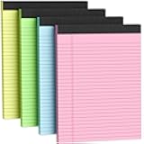 Legal Pads 8.5 x 11, Note Pads 8.5 x 11, Wide Ruled Paper, 4 Pack Colored Legal Pads, Pink Writing Pad, Multicolor Notepad with Sturdy White Back, 30 Sheets/Pad, Lined Paper Writing Paper Tablets