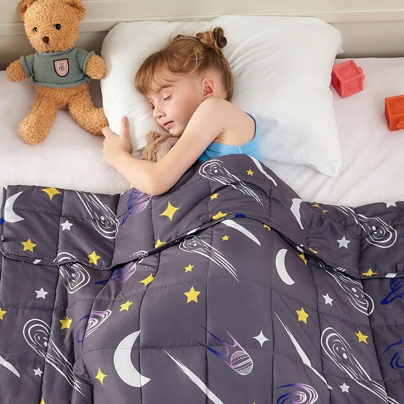 yescool Manta con peso de estrella de 3 libras, manta de regazo con peso, galaxia luna, manta pesada para dormir, manta con peso, regalos para 20-40 libras, 36 x 48 pulgadas