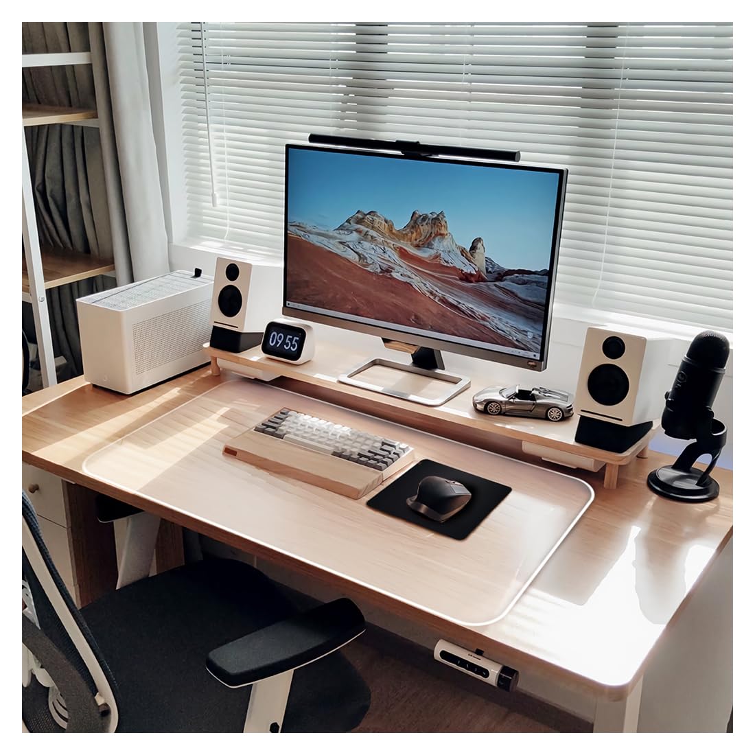 RGTINT Clear Desk Mat, 43 x 90 cm PVC Desk Protector Mat with Round Edge, Waterproof & Heat Insulation Transparent Table Writing Mat Non-Slip for Home and Office