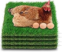THREE ORANGES 4-Pack Washable Artificial Grass Chicken Nesting Pads 12x12x1.35in - Cuttable for Hen Duck Goose Coop Liners