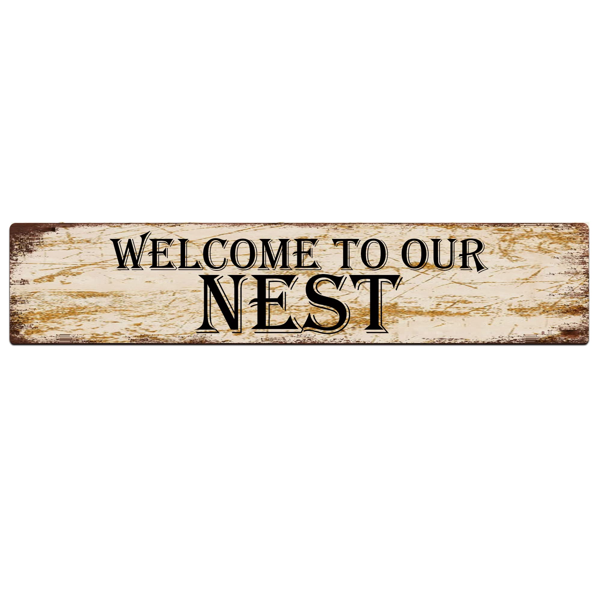 Vintage Metal Sign - Welcome to Our Nest,Retro Tin Art Plaque for Bedroom,Kitchen,Garden,Wall,Pub,Club,Coffee - Hanging Decor,4x16 Inch