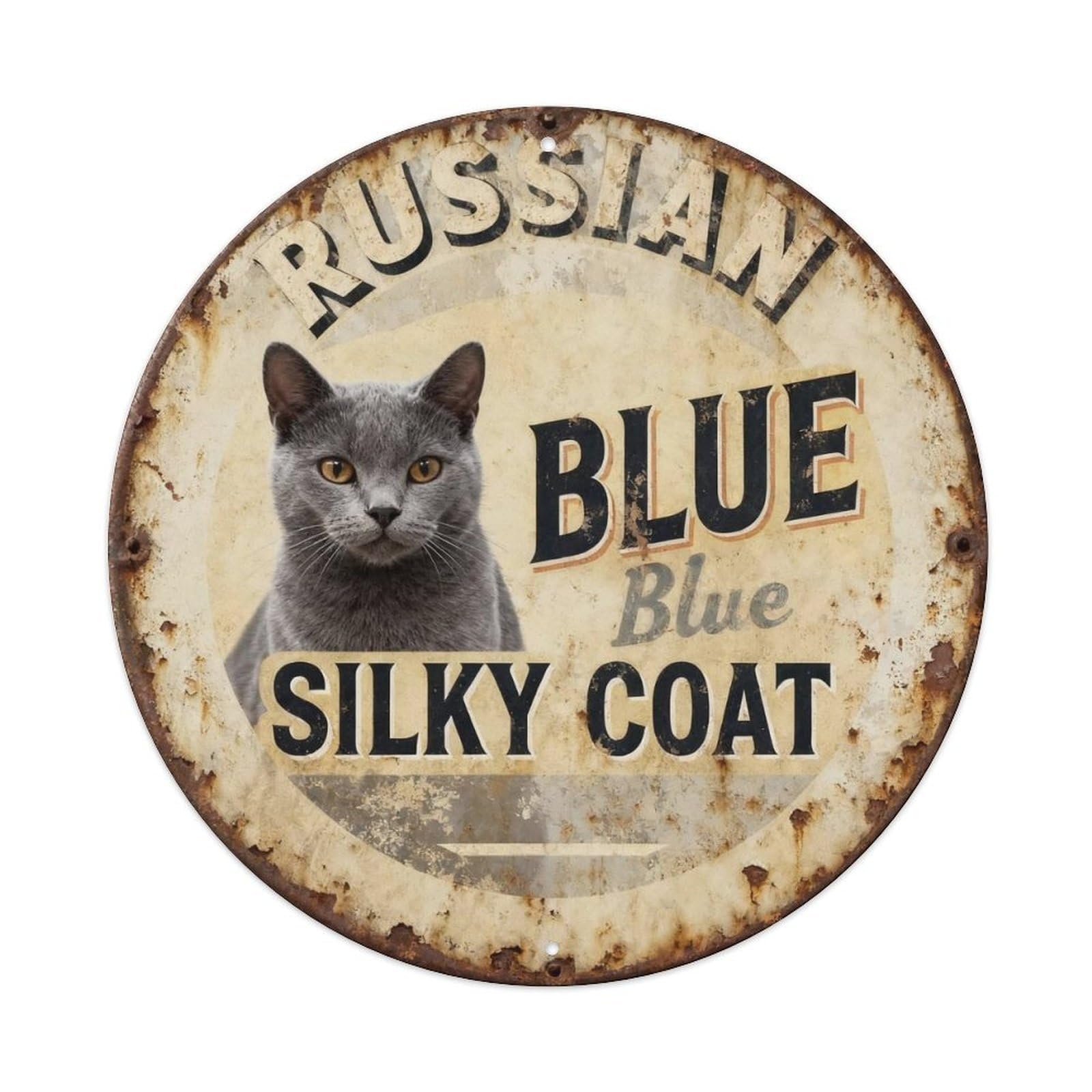 Russian Blue Silky Coat Metal Tin Sign Plaque