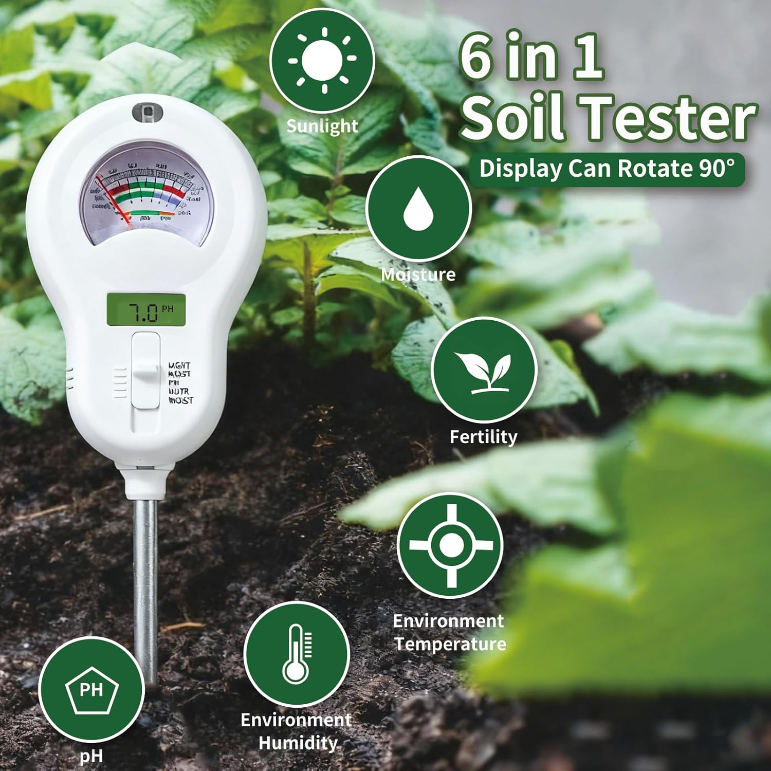 Soil Moisture Meter, Plant Water Monitor, Hygrometer Sensor for Gardening, Farming, Indoor and Outdoor Plants (Basic Style)