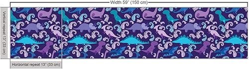 Vista 605 de Lunarable The Yard, tela azul real de The Yard, patrón de cerámica inspirado en el Medio Oriente estilo marroquí, estampado oriental, tela de satén