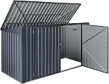 Cache Poubelle Verrouillable Abri de Jardin Polyvalent pour Outils d'Extérieur pour 3 Poubelles de 240 L Acier Galvanisé à Chaud 237 x 101 cm Gris Foncé - 5