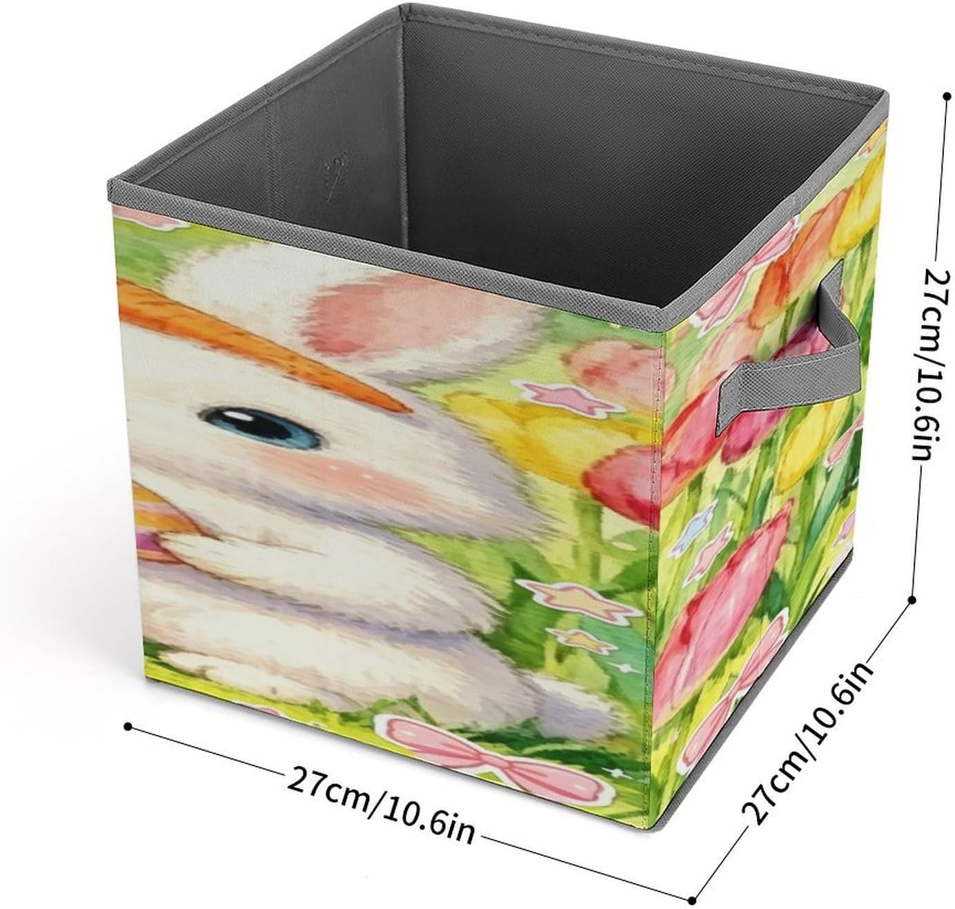 Tulips Egg Fabric Bins Storage Basket Square Baskets | Storage Bin with Double Handles,Cube Collapsible Organizers for Organization,Closet,Shelves,Offices
