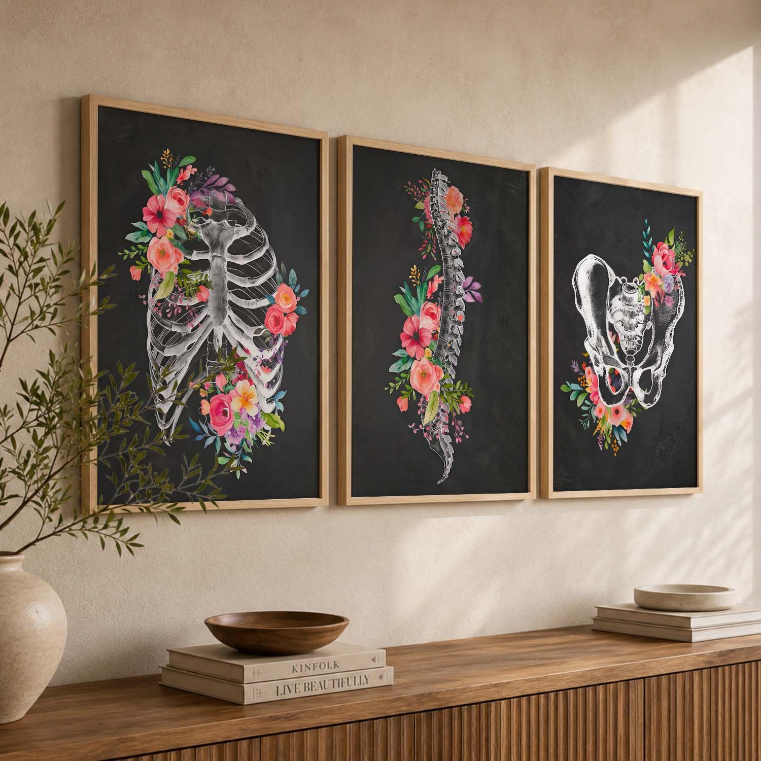 Floral Chiropractic Wall Art Posters - Set of 3 -4 Floral Chiropractic Wall Art Posters - Set of 3 -4