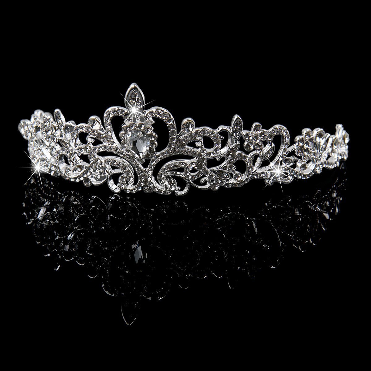 Druhna kryształowa tiara, opaska na czoło dla panny młodej, dla druhny, kryształowa opaska na czoło, kryształ górski, tiara, opaska na czoło na wesele (srebrna)