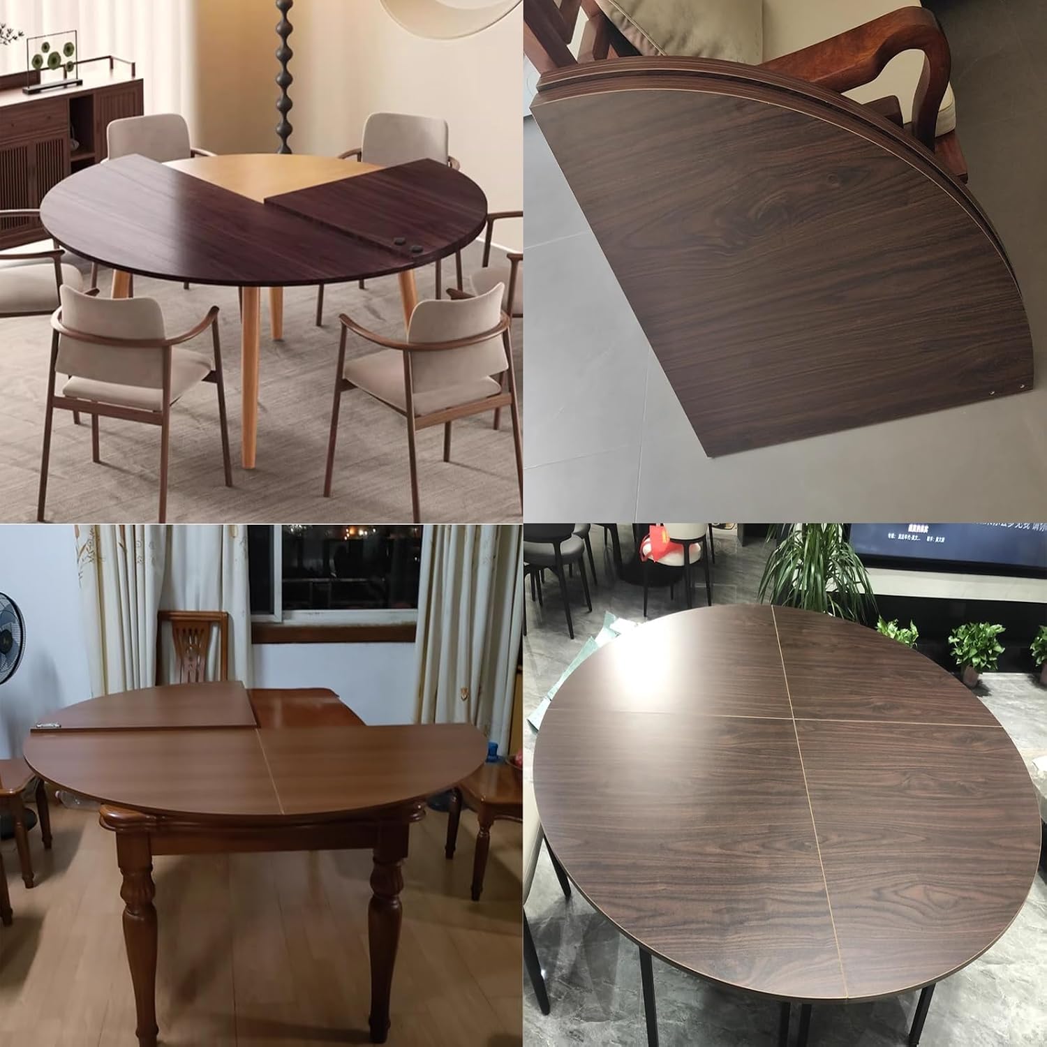 Foldable Round Tabletop Extender, Waterproof Solid Wood 40-74.8in Event Table Top, No Legs, Ideal for Canteens, Restaurants, Backyard Parties, Portable Folding Table Boar