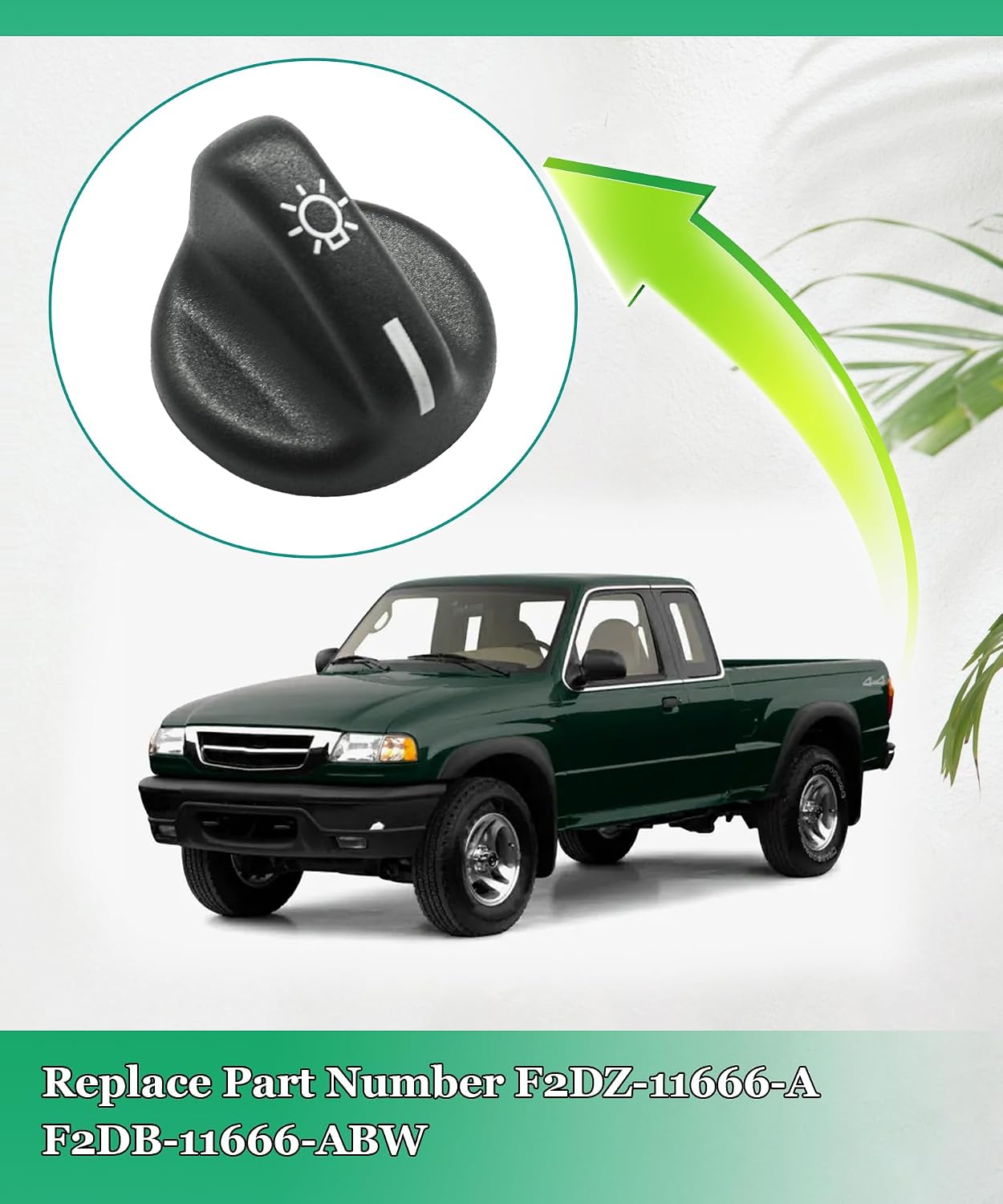 F2DB-11666-ABW Front Headlight Switch Knob Fits for Ford Ranger/Explorer Sport Trac/Mercury Mountaineer and Mazda B4000 B2500 B2300 Replaces F2DB-11666-A