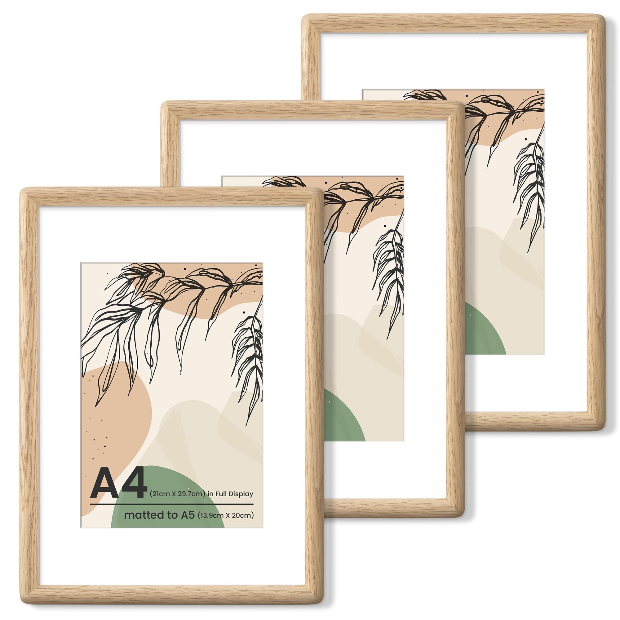 Axeman A4 Frame with A5 Mount, Oak Wood, Tempered Glass, Rounded Corner