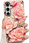for Samsung Galaxy S25 FE Case, Cute Floral Aesthetics Vintage Phone Case Shockproof Slim Soft TPU and Hard PC Protective Cover for Women Girls, Magnolia Flowers