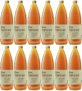 Tejava Origins Hojicha Green Iced Tea, 12 Pack, 1 Liter Glass Bottles, Unsweetened, USDA Organic, Non-GMO, Kosher, No Sugar or Sweeteners, Brewed in Small Batches