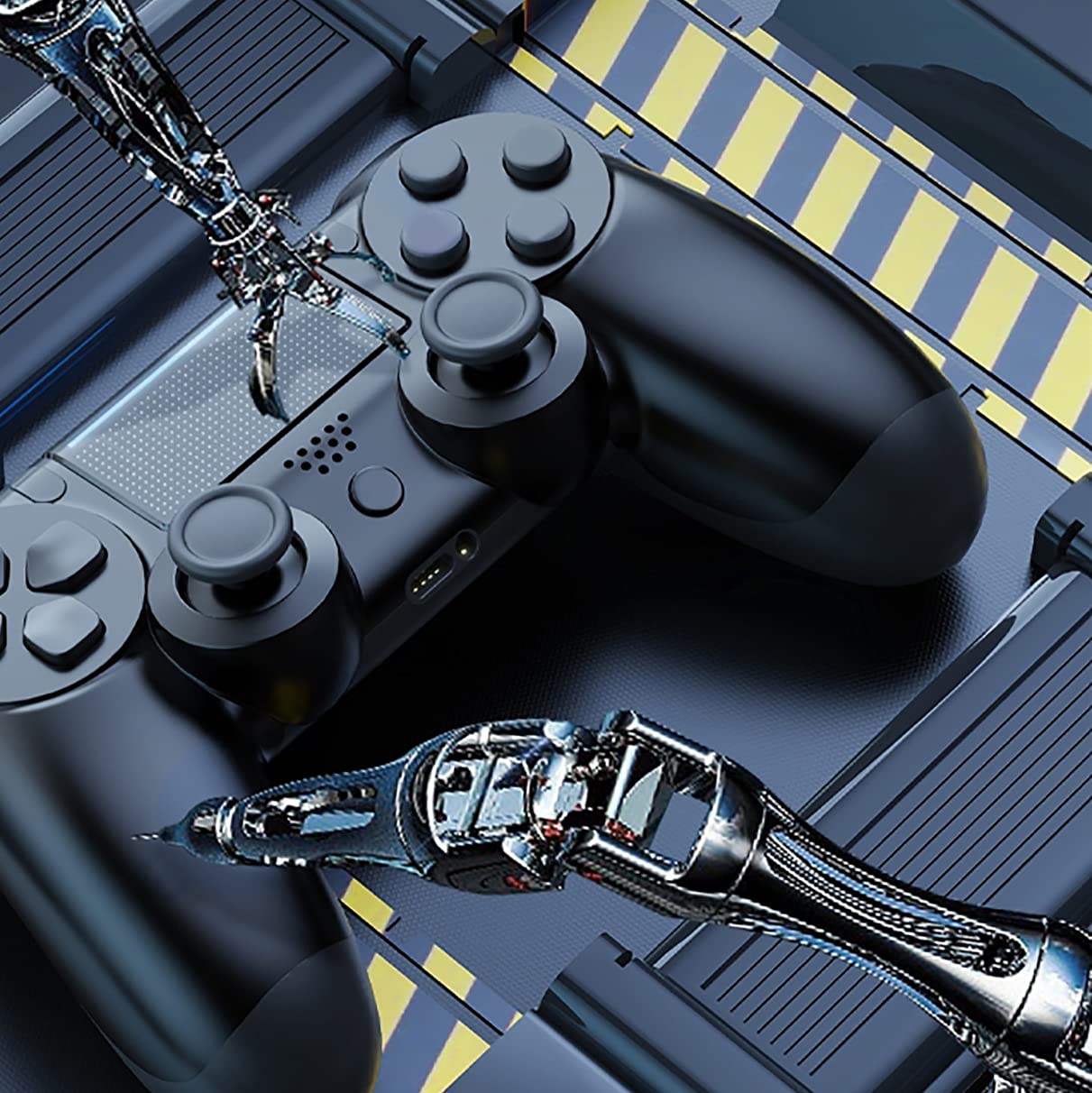 Wireless Controller for PS4, Dual Vibration Wireless Gamepad Controller, Compatible PS4/Pro/Slim with Motion Motors, Audio Function and USB Cable (Jet Black)