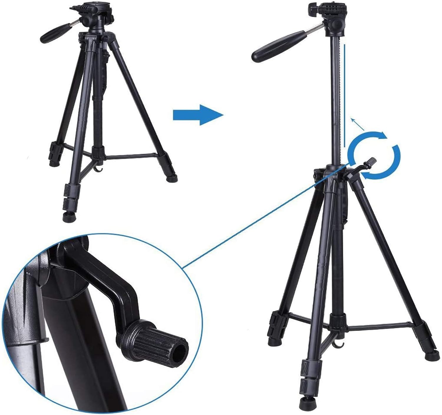 Review Regetek Travel Camera Tripod (Aluminum 63 Adjustable Camera Stand with Flexible Head) -Portable Tripod for Canon Nikon Sony DV DSLR Camera Camcorder Gopro Action Cam/iPhone & Carry Bag & Phone Mount