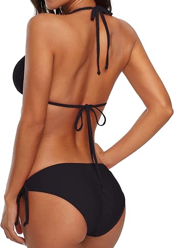 Durio Women’s 2-Piece Sexy Push-Up Bikini Set with Triangle Bikini Bottoms Width-Adjustable Cups