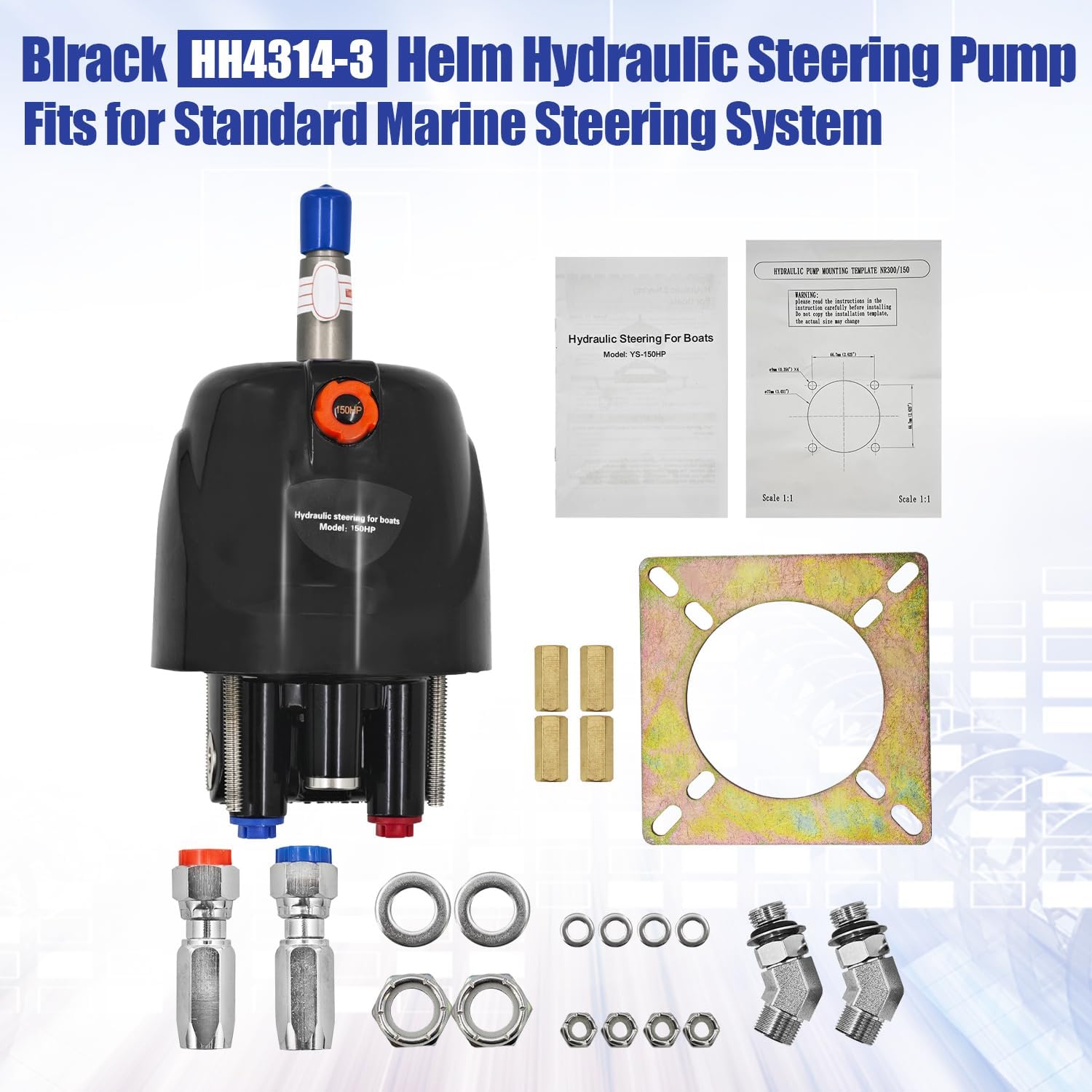 HH4314-3 Hydraulic Outboard Steering Pump Fits for HH4314 Teleflex Marine- 150HP-Aluminum Alloy