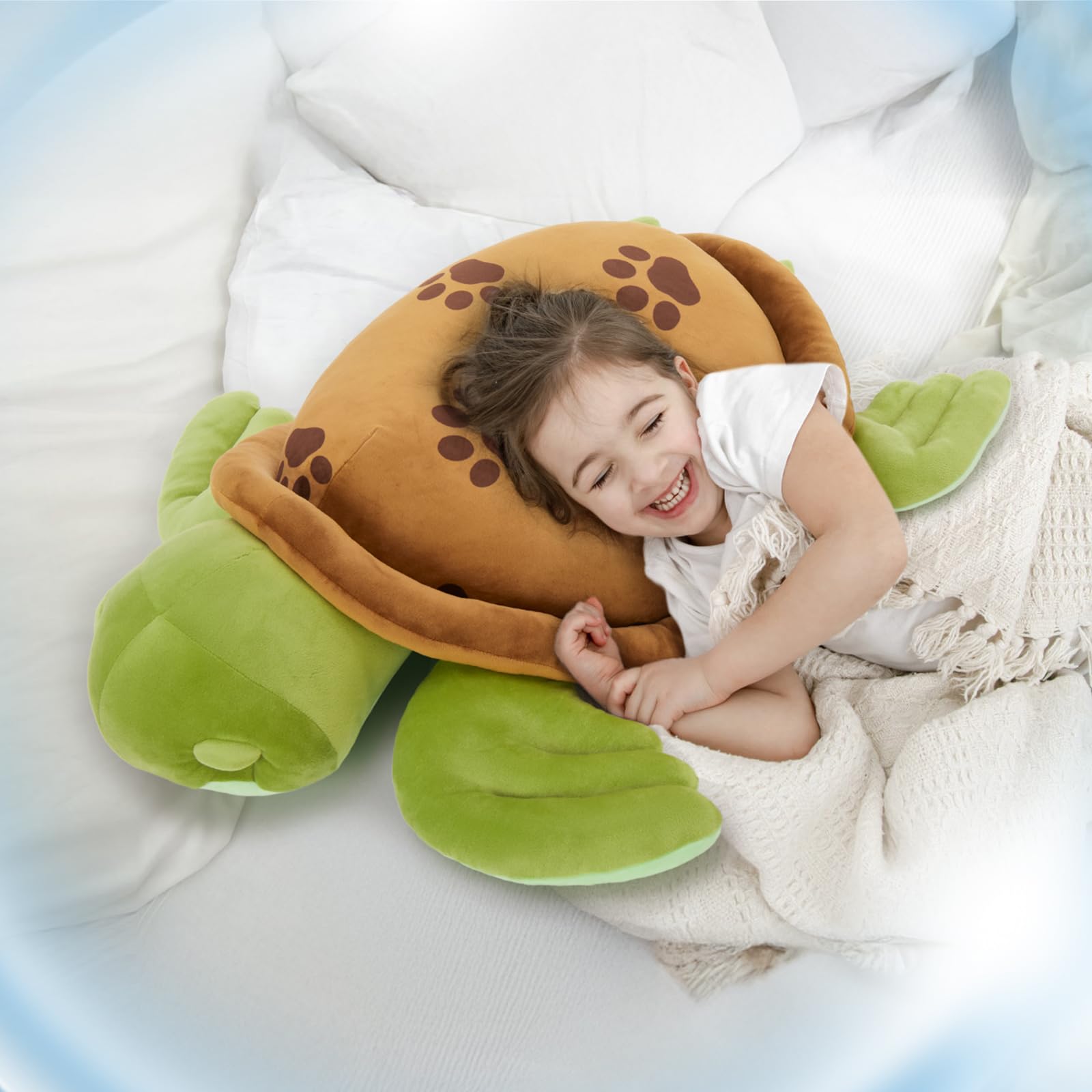 Muiteiur 28Inch Sea Turtle Stuffed Animal, Large Plush Pillow Toy, Soft Stuffed Turtle with Cute Footprints, for Kids - Image 6