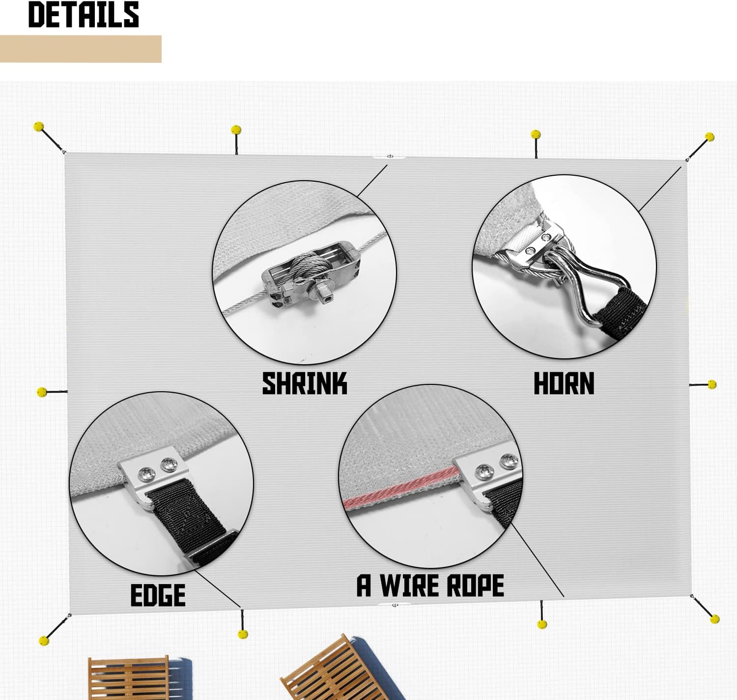 TANG 14'x24' Inground Pool Cover Safety Winter Covers with Wire Rope Hemmed All Edges, Heavy Duty Rectangular Mesh Cover for Swimming Pools Leaf Net Covers (Light Grey)