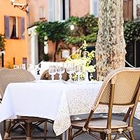 Vista 6 de Manteles para mesas rectangulares, paquete de 3 manteles de plástico de 54 x 108 pulgadas, desechables, manteles con lunares dorados para decoración