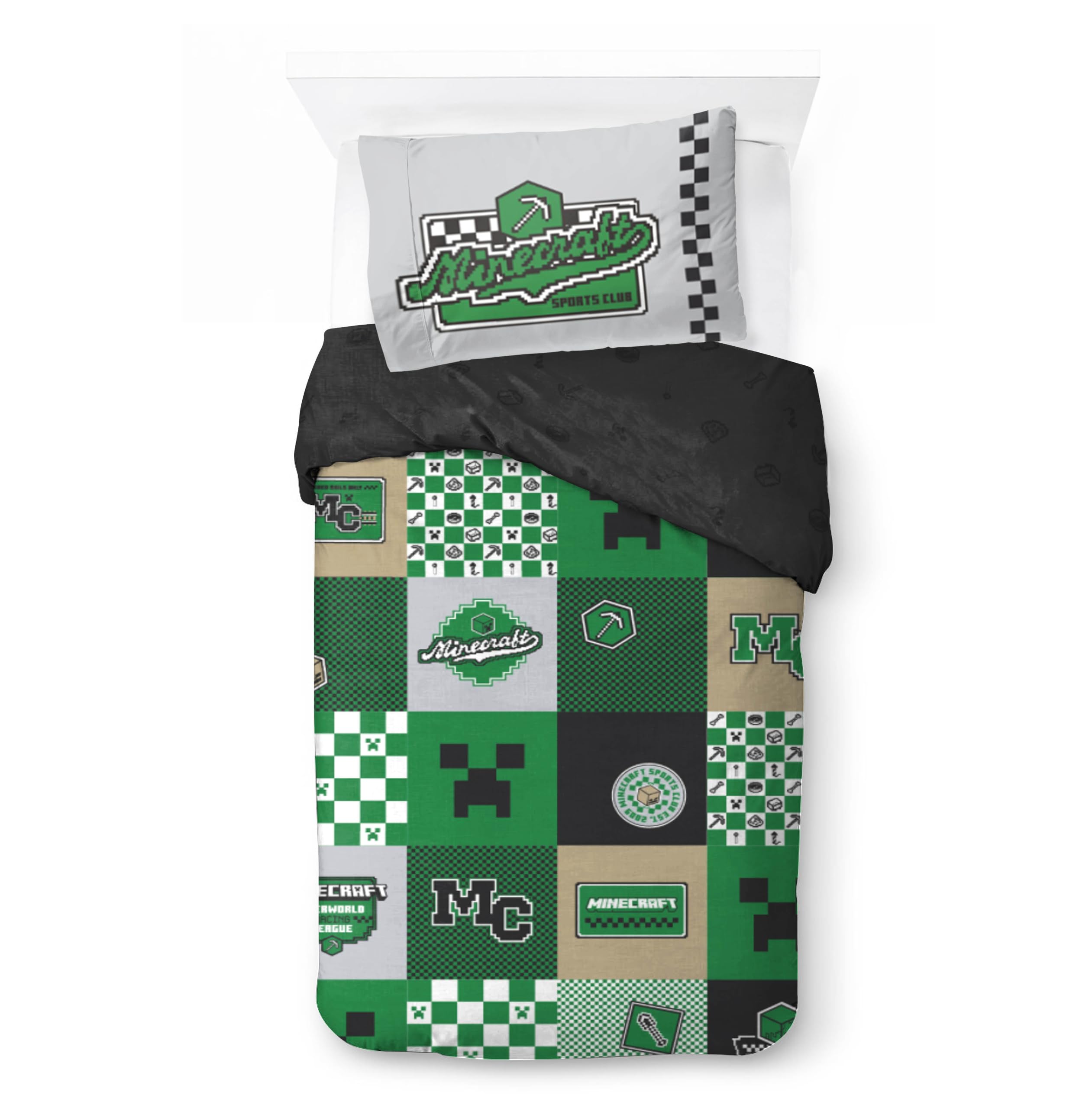 Jay Franco Children's Minecraft Single Duvet Cover Set – 100% Cotton Super Soft Bedding with Pillowcase, Official Licensed Product, Multi, 2 Piece Set — image 1