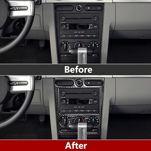 Miniatura 3 de Car Air Conditioning Control Panel Sticker Cover for Ford Mustang GT Shelby 2005 2006 2007 2008 2009 Accessories Carbon Fiber Decal Air Conditioning