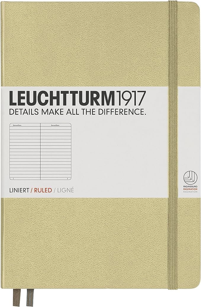 LEUCHTTURM1917 - Notebook Hardcover Medium A5-251 Numbered Pages for Writing and Journaling (Sand, Ruled)