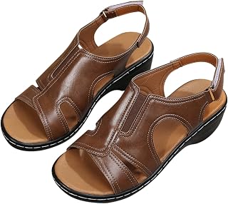 Vintage Velcro Wedge Sandals for Women Summer, Comfy Thick Soft Bottom open Toe Orthopedic Sandals Casual Flat Arch Support Platform Shoes for outdoor Hiking Walking Beach