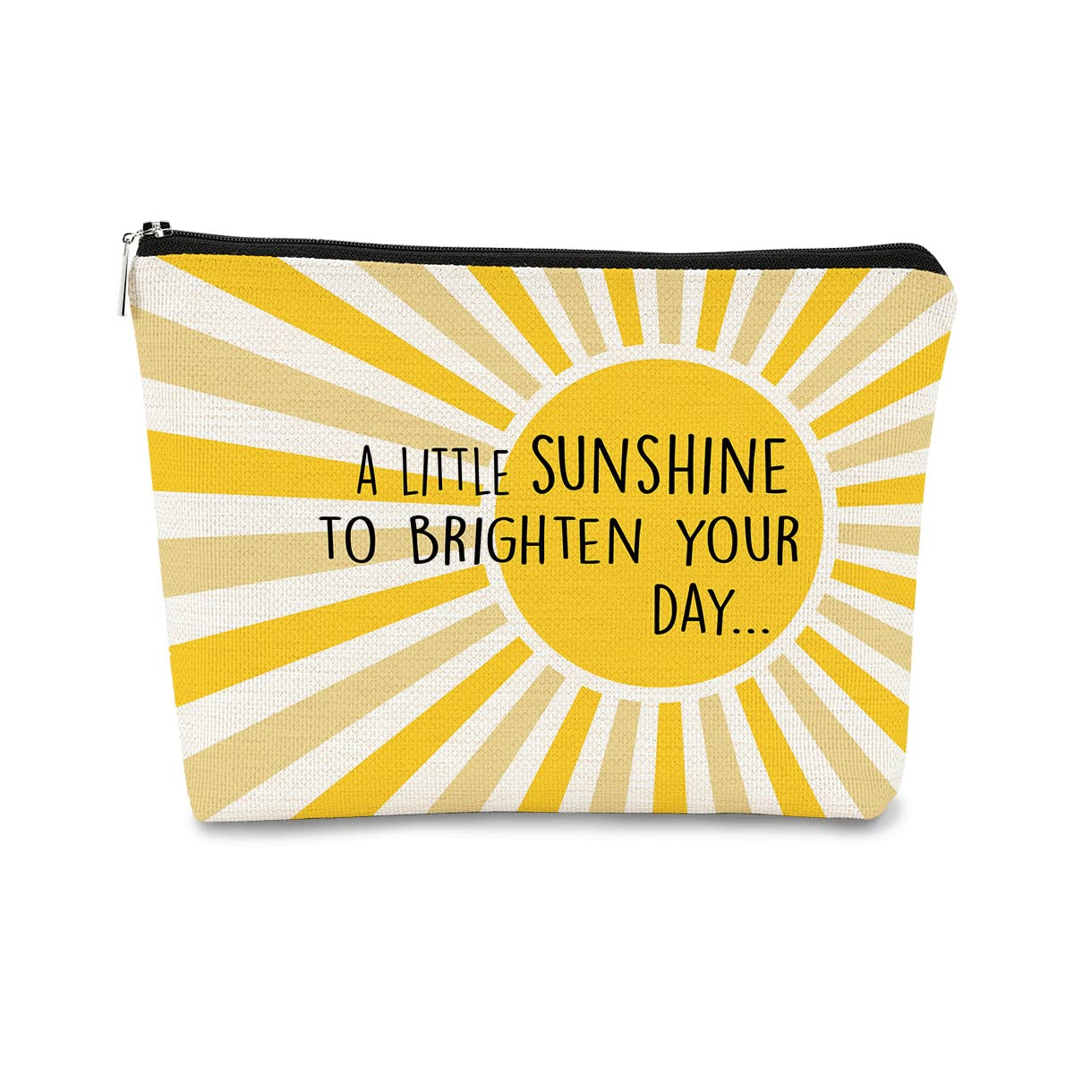 A Little Sunshine To Brighten Your Day Yellow Summer Inspirational Makeup Bag for Women, Cosmetic Bag Gift for Teen Girls,Birthday Christmas Gifts for Women Friends Mom Wife Grandma Daughter Teacher