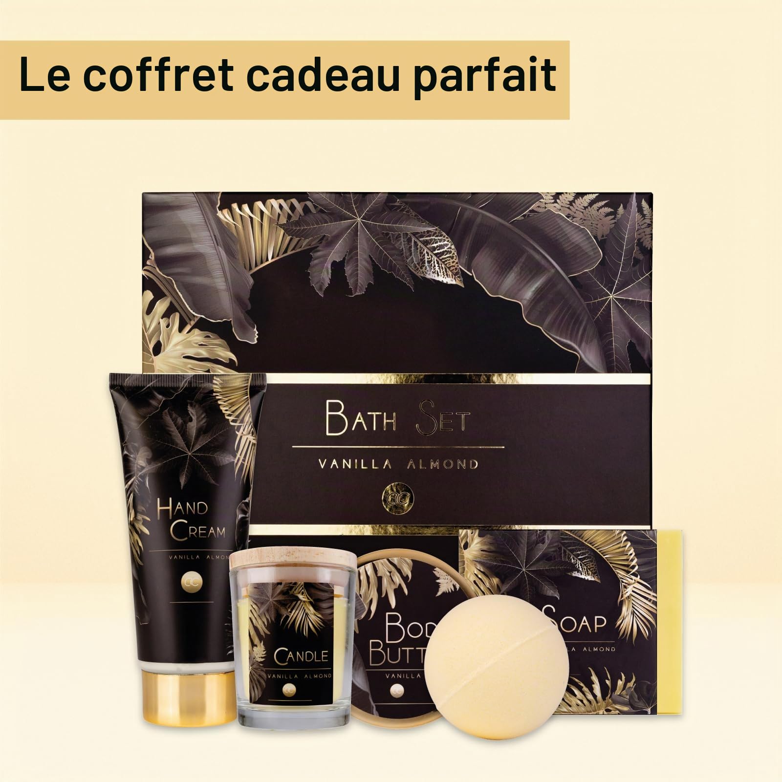 Accentra - Coffret cadeau luxe pour femme 5 pièces – Kit de bain cadeau avec bougie parfumée, savon, crème pour les mains, beurre corporel et bombe de bain – Kit bien-être pour femmes et filles pour