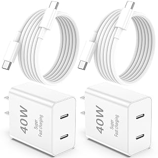 iPhone 17 Pro Max Charger Fast Charging, 40W Dual USB C Fast Charger Block with 6ft Type C Charging Cable Cord for iPhone 17/17 Pro/17 Pro Max/Air/16/16 Pro/16 Pro Max/16 Plus/15/15 Pro Max/14 - Amazon product rated Grade A
