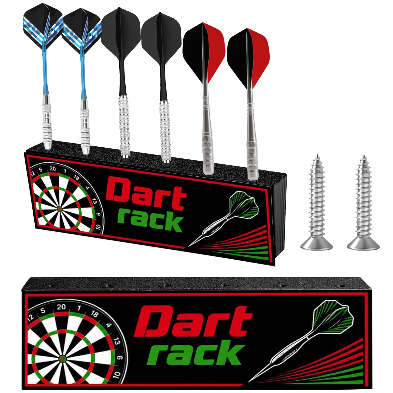 2 Pcs Wall Mounted Dart Holder with M3*16 Screws, 2 x 12 * 3.5cm Dart Pins