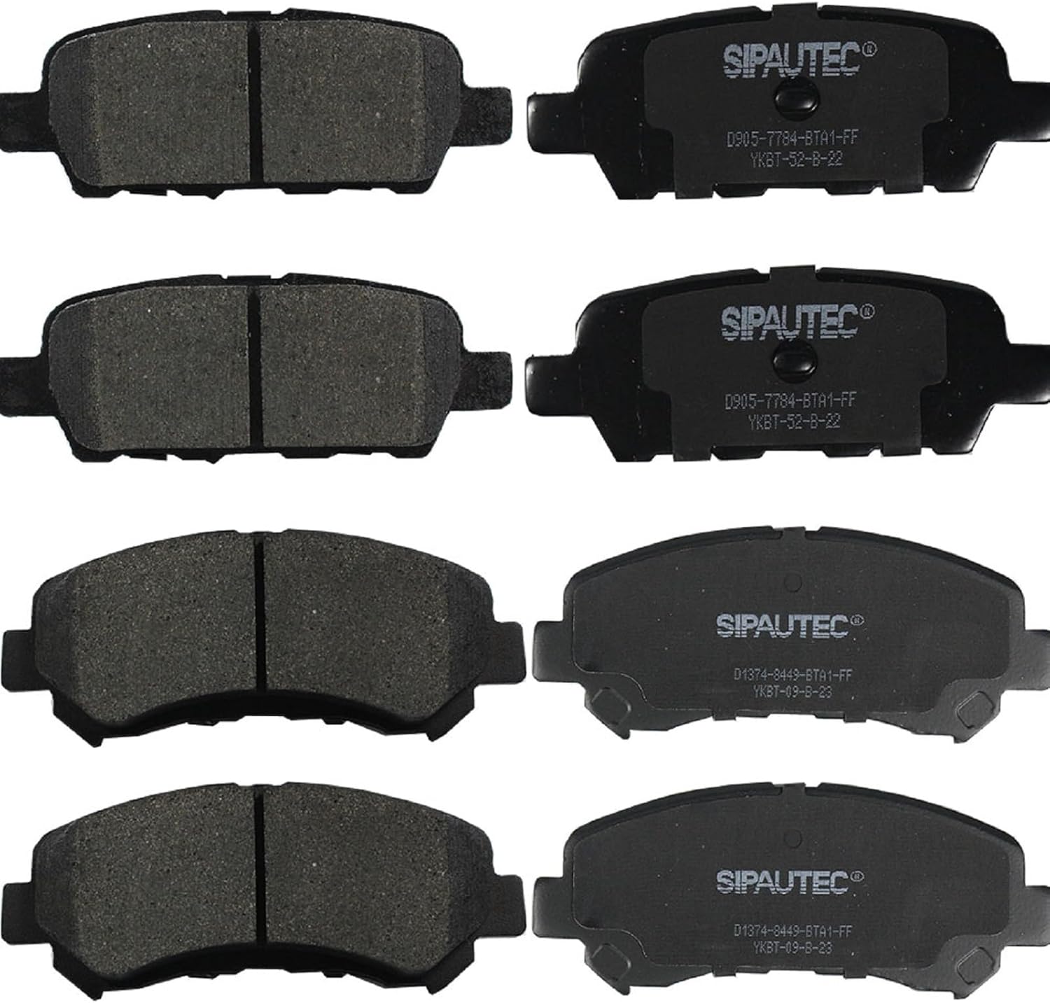 SIPAUTEC-Front & Rear Carbon Fiber Ceramic Brake Pads Compatible with Nissan Rogue 2013 2012 2011 2010 2009 2008 | OEM Fitment | Low Noise | Dust Free | 8 Brake Pads
