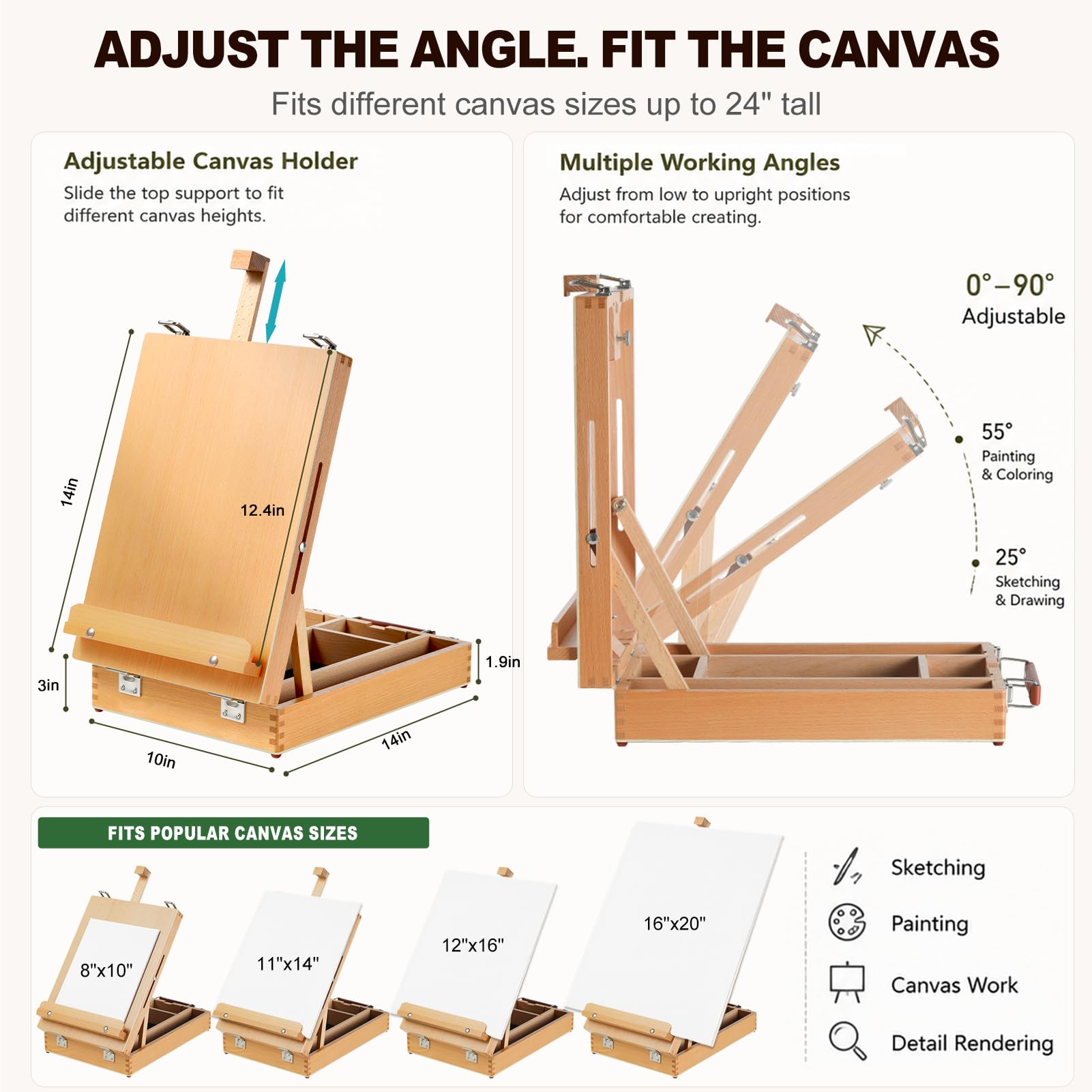 Beechwood Painting Easel Set - Portable Art Studio -9 Beechwood Painting Easel Set - Portable Art Studio -9