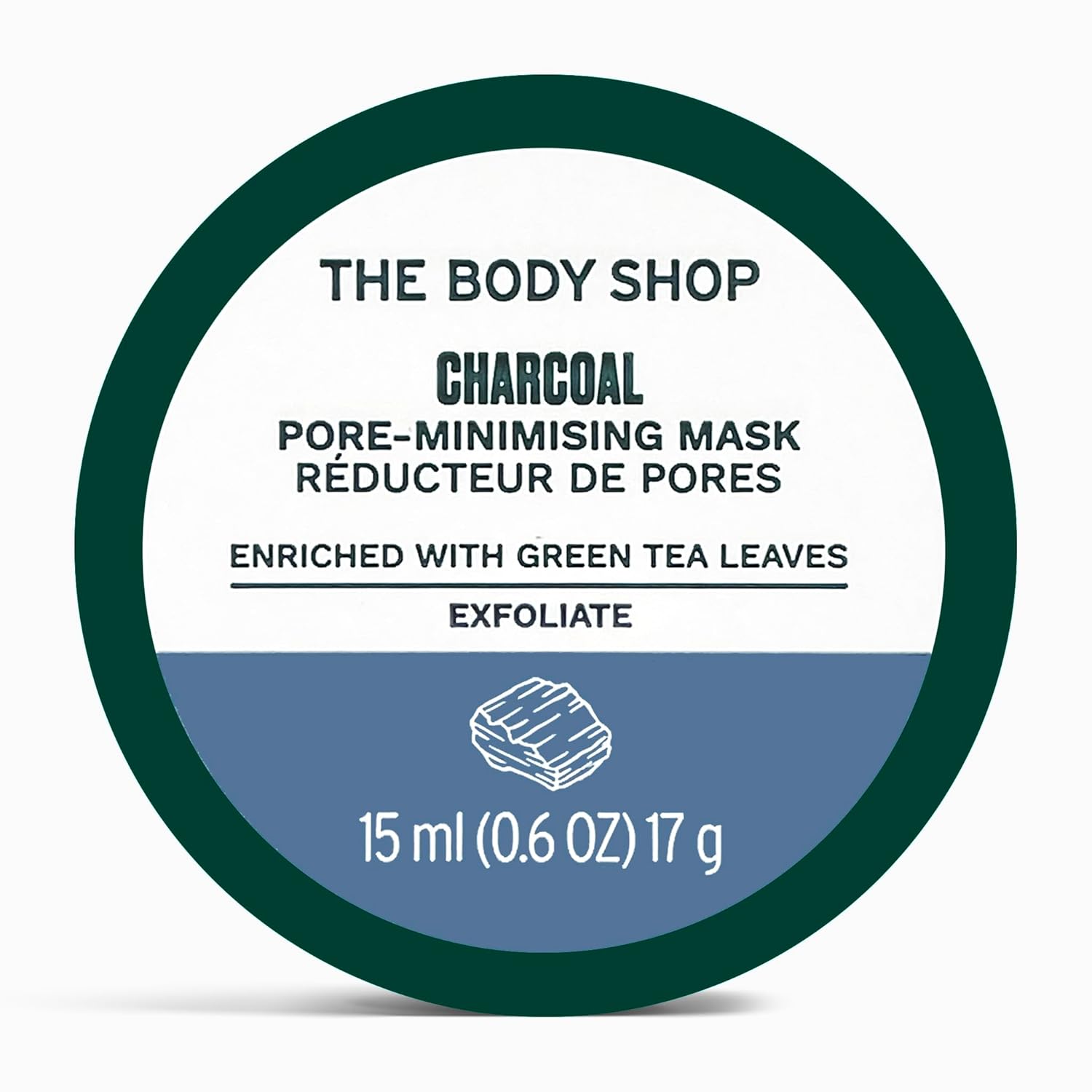 The Body Shop Charcoal Pore-Minimizing Mask | Clay-Based Exfoliating Face Mask | Absorbs Excess Oils & Draws Out Impurities, All Skin Types, 15 ml / 0.6 oz