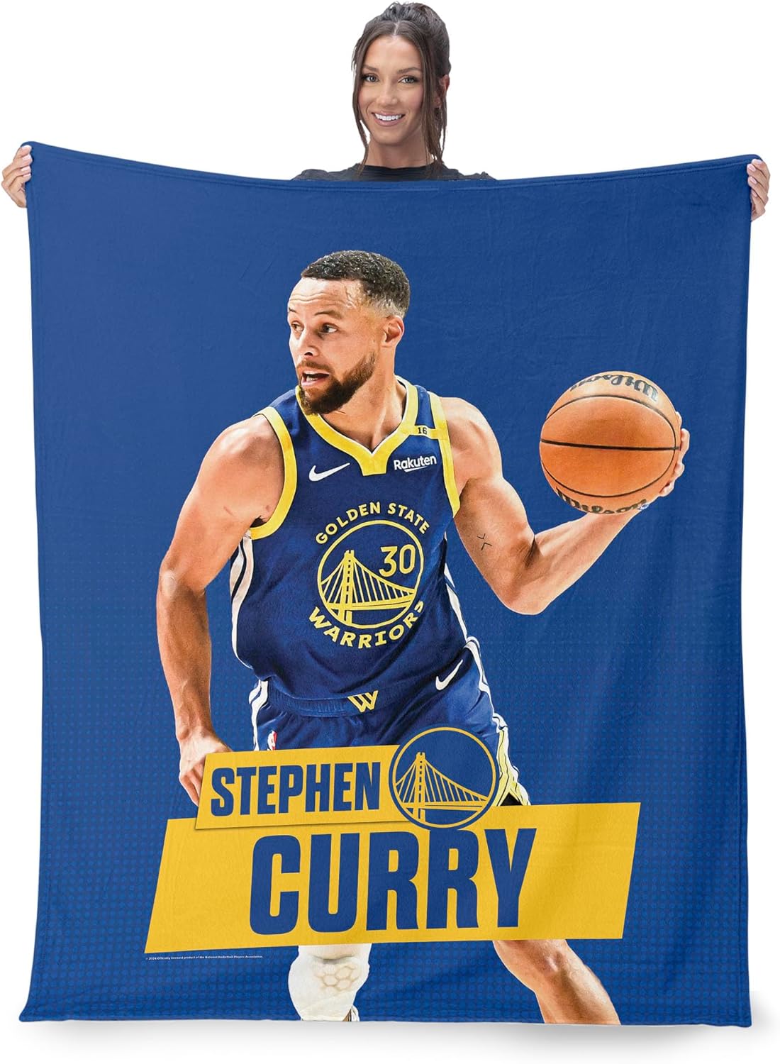 Northwest NBA Golden State Warriors Stephen Curry Silk Touch Throw Blanket, Sofa Bedroom Home Decor for Teen Boys Girls Adults Sports Lovers, 50 x 60 inches