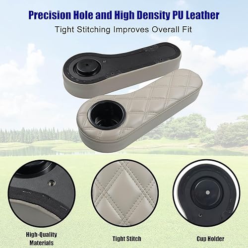 Miniatura 2 de NOKINS Reposabrazos de carrito de golf con soporte para tazas, reposabrazos sin perforación, se adapta al Club Car Yamaha EZGO de 1 pulgada, kit de