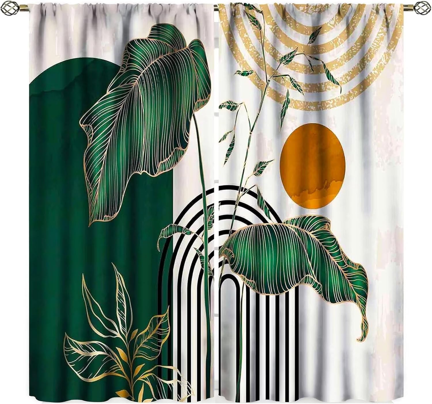 Rideaux occultants imprimés en 3D feuilles motif végétal avec œillets