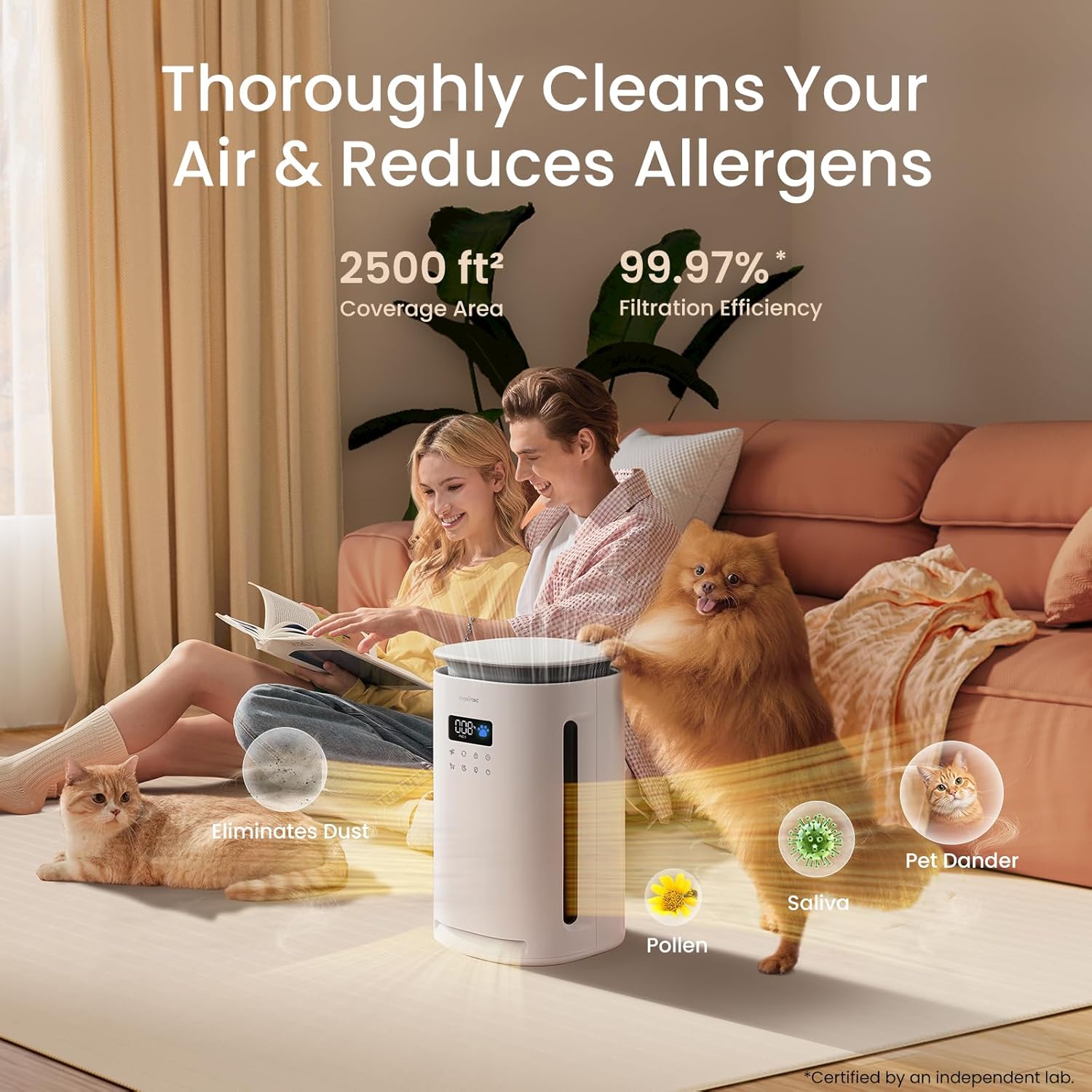 Pro-Level Air Purifier for Home Pets, No More Odor, Pet Floating Fur/Dander Worries, 4-Side Wide Intake, H13 True HEPA, Auto/Pet Mode & Washable Pre-Filter,Ultra Quiet for Bedroom/Large Room - Image 5