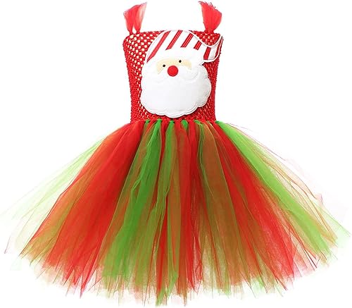 Miniatura 6 de BBAUER Girls Santa Claus Skirt, Girls Christmas Dress Sleeveless, Red Cape Tutu Skirt Cosplay Outfit, Fluffy Dress Costume