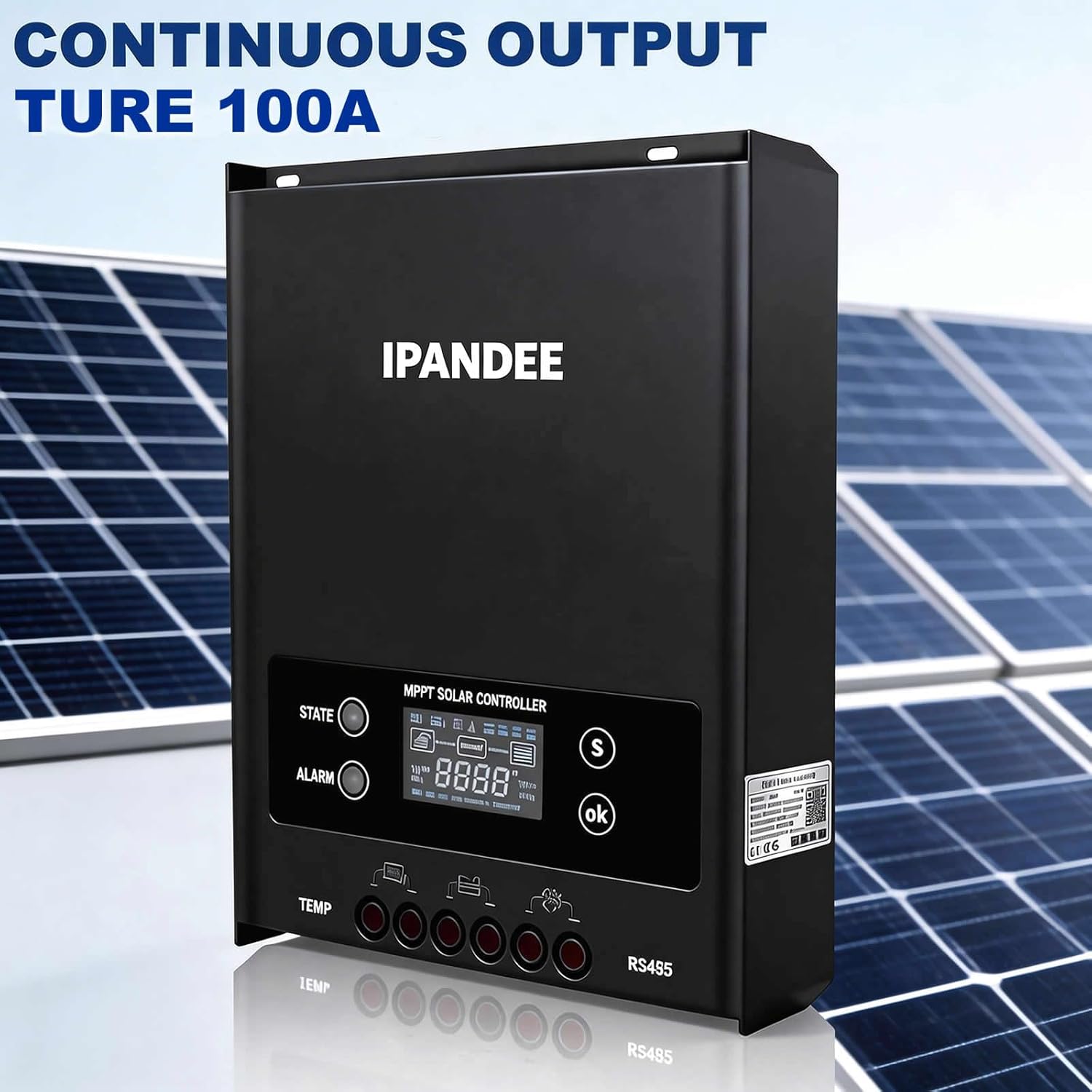 MPPT Solar Charge Controller 100A, 250V Max Input,99.5% Efficiency,12V/24V/36V/48V Auto,LCD Display,APP Monitoring,100Amp Solar Panel Regulator for Lead-Acid/Lithium Batteries,Off Grid RV Solar System