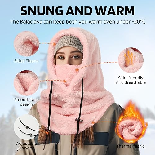 Miniatura 3 de Pasamontañas, máscara facial de invierno para hombres y mujeres, cuello de sombrero, forro polar resistente al viento, máscara de esquí cálida,