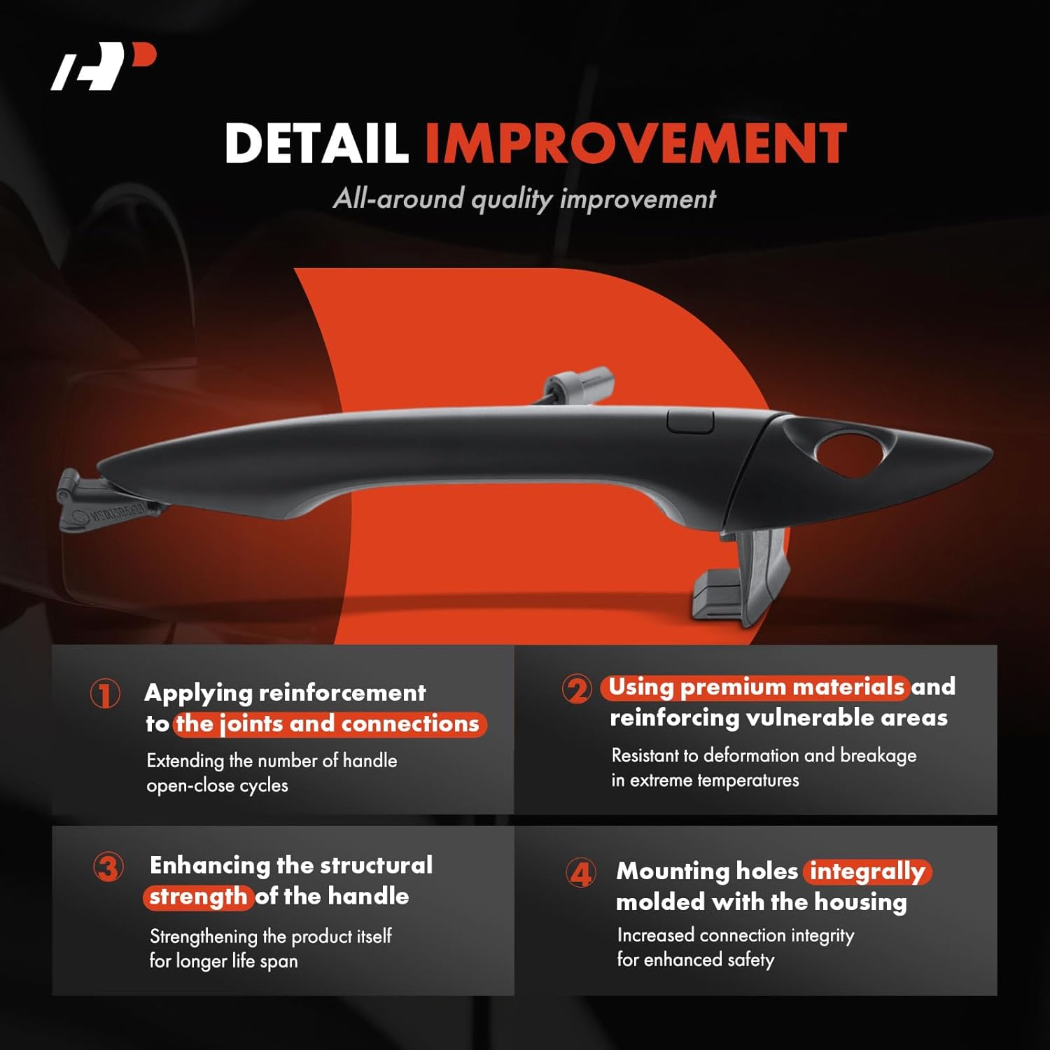 A-Premium Front Left Driver Side Exterior Door Handle Compatible with Hyundai Elantra 2011-2016, with Smart Entry System, Primed Black