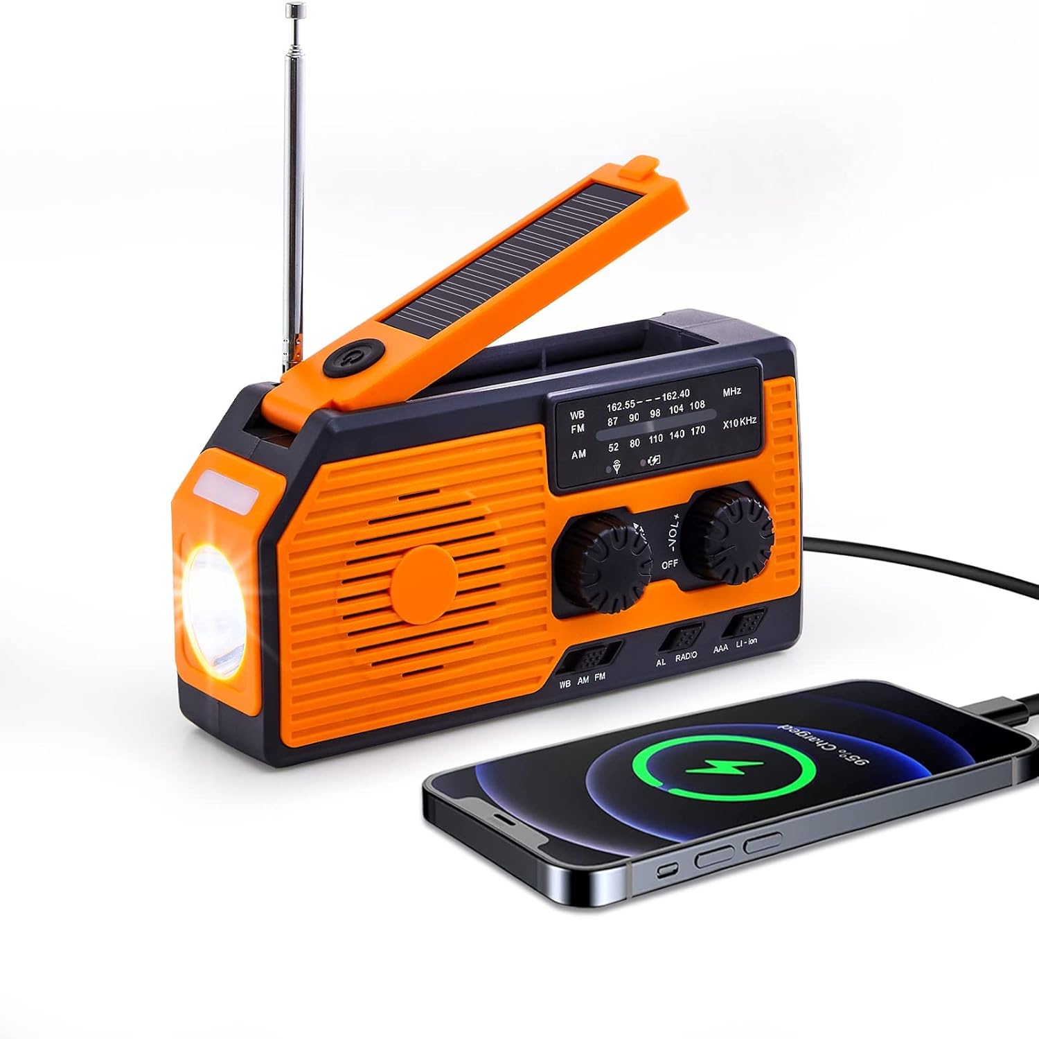 Wind Up Solar Radio, Digital Hand Crank Radio, 5000mAh Battery Radio
