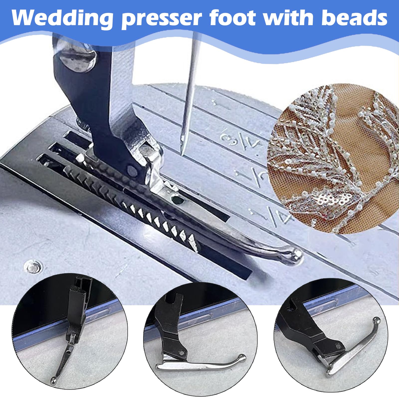 Pakalife P369 Sewing Machine Presser Foot - Bead & Sequin Special Foot for Fabric, Wedding Dress, and Beaded Materials - Compatible with JUKI
